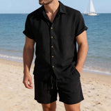 Men's Casual Resort Shorts And Shirt Set
