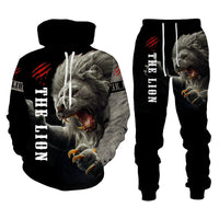 Lion Print Hooded Sweatsuit