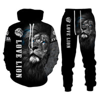 Lion Print Hooded Sweatsuit