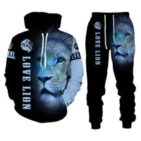 Lion Print Hooded Sweatsuit