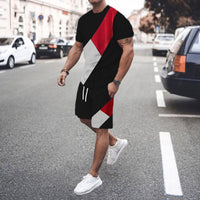 Men's Fashion Short Sleeve Spliced Short Set