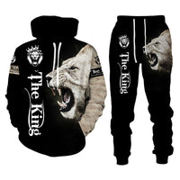 Lion Print Hooded Sweatsuit