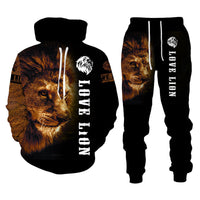 Lion Print Hooded Sweatsuit