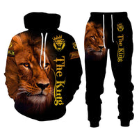 Lion Print Hooded Sweatsuit