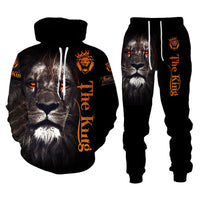 Lion Print Hooded Sweatsuit