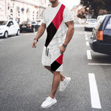 Men's Fashion Short Sleeve Spliced Short Set