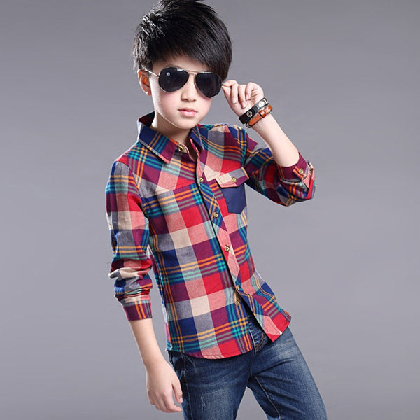 Boys Long Sleeve Plaid Shirts