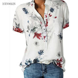 Elegant Women's  Casual Blouse-V-neck short-sleeved