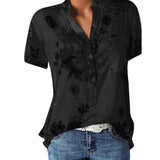 Elegant Women's  Casual Blouse-V-neck short-sleeved