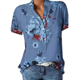 Elegant Women's  Casual Blouse-V-neck short-sleeved