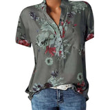 Elegant Women's  Casual Blouse-V-neck short-sleeved