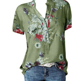Elegant Women's  Casual Blouse-V-neck short-sleeved