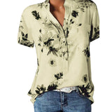 Elegant Women's  Casual Blouse-V-neck short-sleeved