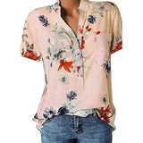 Elegant Women's  Casual Blouse-V-neck short-sleeved