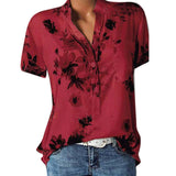 Elegant Women's  Casual Blouse-V-neck short-sleeved