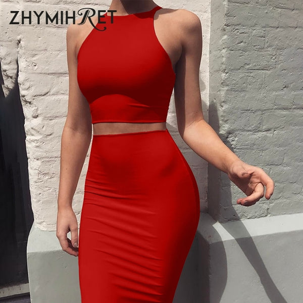 Two Piece Crop Top Dress Set