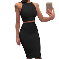 Two Piece Crop Top Dress Set