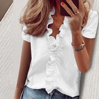 Ruffled V-Neck Shirt