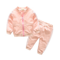 Cotton Long Sleeve Solid Zipper Jacket+Pants Sets