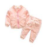 Cotton Long Sleeve Solid Zipper Jacket+Pants Sets