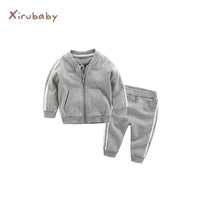 Cotton Long Sleeve Solid Zipper Jacket+Pants Sets