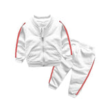 Cotton Long Sleeve Solid Zipper Jacket+Pants Sets