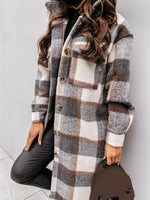 Women Winter Plaid Oversized Coat